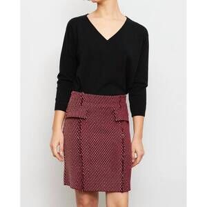 NEW ALDO MARTINS corno skirt with faux flap pockets in maroon